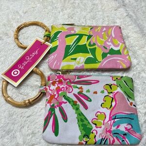 NWT 2 Piece Bundle Lilly Pulitzer Floral Bamboo Wristlets